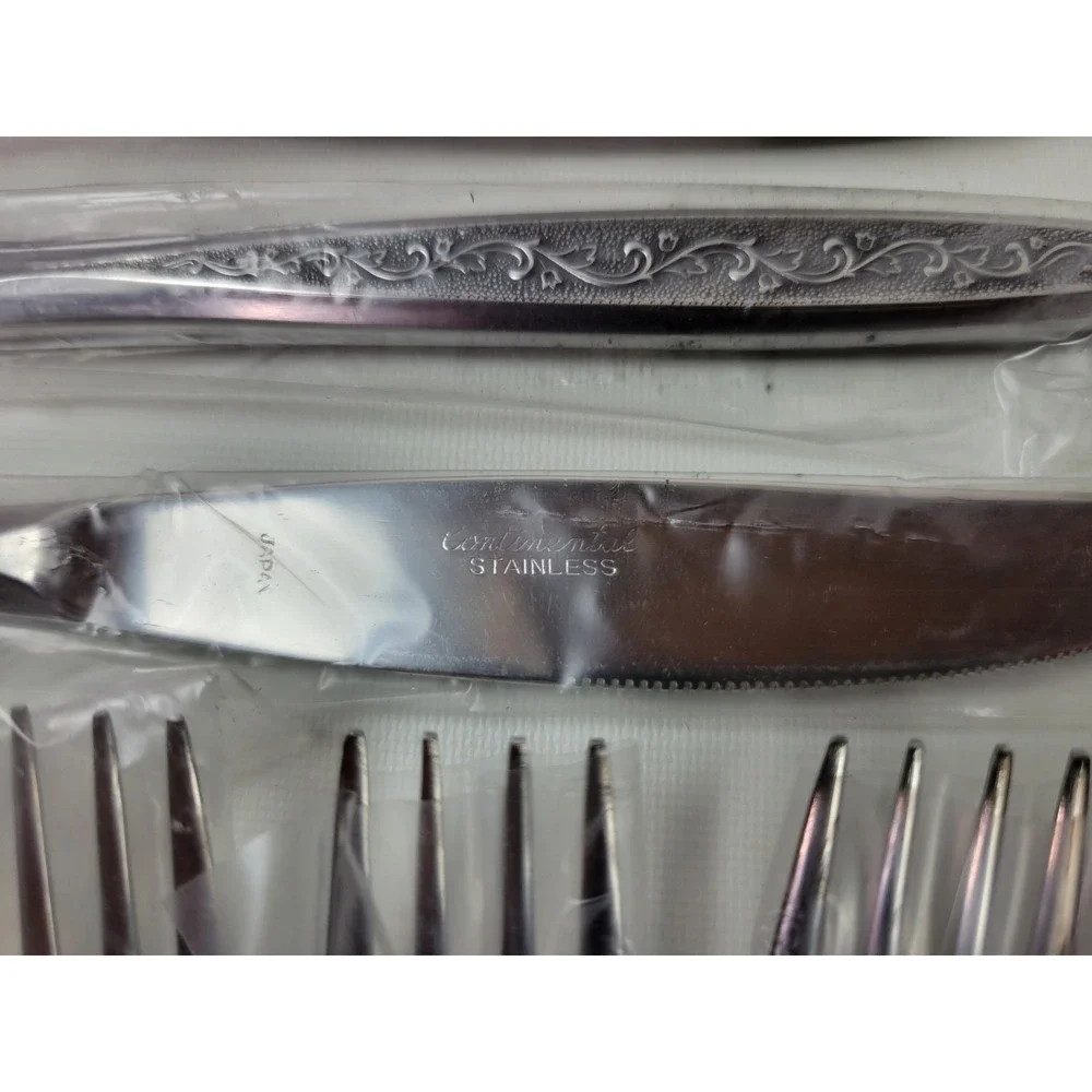 Vintage NIB Continental Gypsy Stainless Flatware 50pc‎ Service 8 Settings Japan